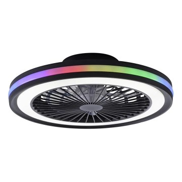 JUST LIGHT. 14649-18 - LED RGBW reguleeritav laeventilaator valgusega BRANDON LED/36W/230V 2700-5000K läbimõõt 46,5 cm must + kaugjuhtimispult