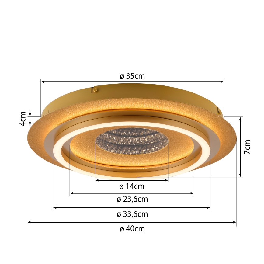 JUST LIGHT. 15089-60 - LED laelamp CICHIO LED/36W/230V läbimõõt 40 cm kuldne