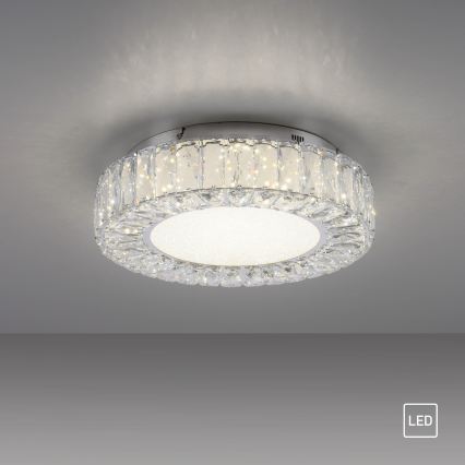 JUST LIGHT. 15221-17 - LED laelamp KULUNKA LED/32W/230V Ø 37 cm läikiv kroom
