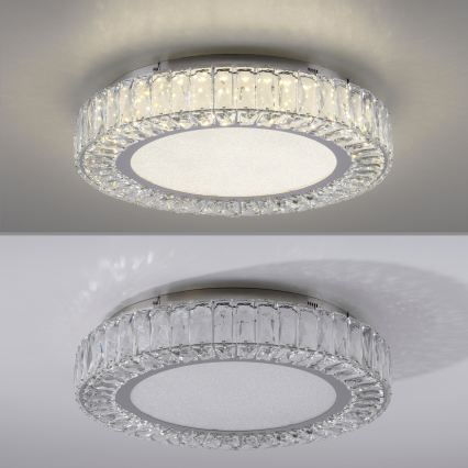 JUST LIGHT. 15222-17 - LED laelamp KULUNKA LED/46W/230V, läbimõõt 50 cm, läikiv kroom