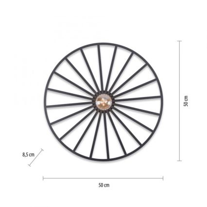 JUST LIGHT. 15636-18 - Laevalgusti SPIKE 1xE27/40W/230V d. 50 cm must