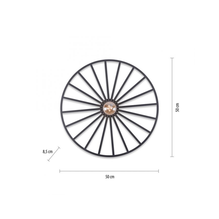 JUST LIGHT. 15636-18 - Laevalgusti SPIKE 1xE27/40W/230V d. 50 cm must