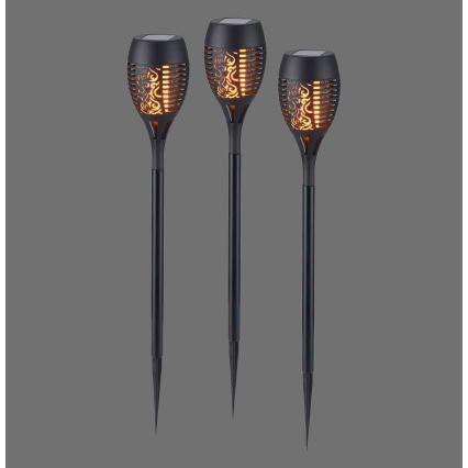 JUST LIGHT. 19106-18-3 - KOMPLEKT 3x LED Päikesepaneeliga valgusti FACKEL LED/0,24W/1,2V 200 mAh IP44 must