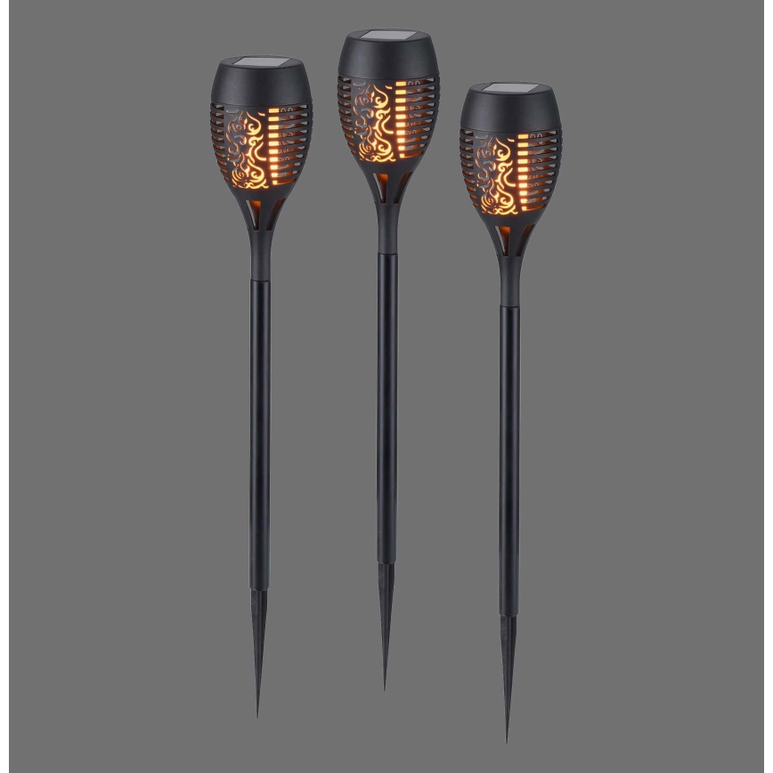 JUST LIGHT. 19106-18-3 - KOMPLEKT 3x LED Päikesepaneeliga valgusti FACKEL LED/0,24W/1,2V 200 mAh IP44 must