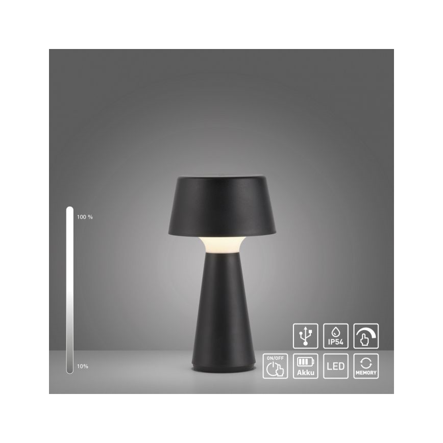 JUST LIGHT. 19260-18 - LED Hämardatav puutetundlik väli lamp ABERA LED/3W/3,7V 2000 mAh USB IP54 must
