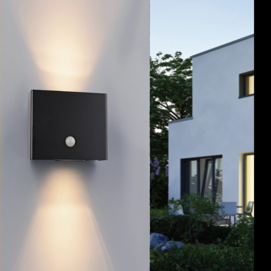 JUST LIGHT. 19471-18 - LED Väli seinavalgusti koos anduriga AMIN 2xLED/1,25W/3,7V 4400mAh IP44 must