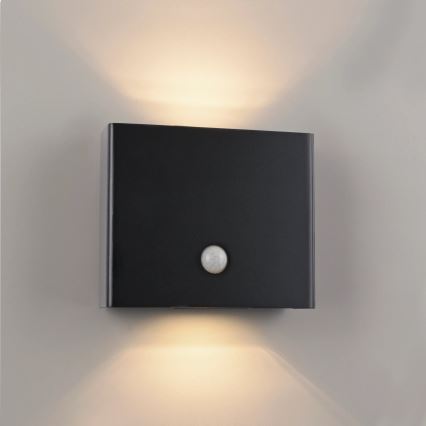 JUST LIGHT. 19471-18 - LED Väli seinavalgusti koos anduriga AMIN 2xLED/1,25W/3,7V 4400mAh IP44 must