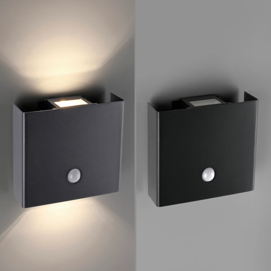 JUST LIGHT. 19471-18 - LED Väli seinavalgusti koos anduriga AMIN 2xLED/1,25W/3,7V 4400mAh IP44 must