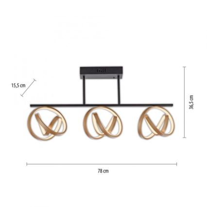 JUST LIGHT. 6245-18 - LED Hämardatav pinnale kinnitatav lühter LOOP 3xLED/11W/230V 2700-5000K + kaugjuhtimispult