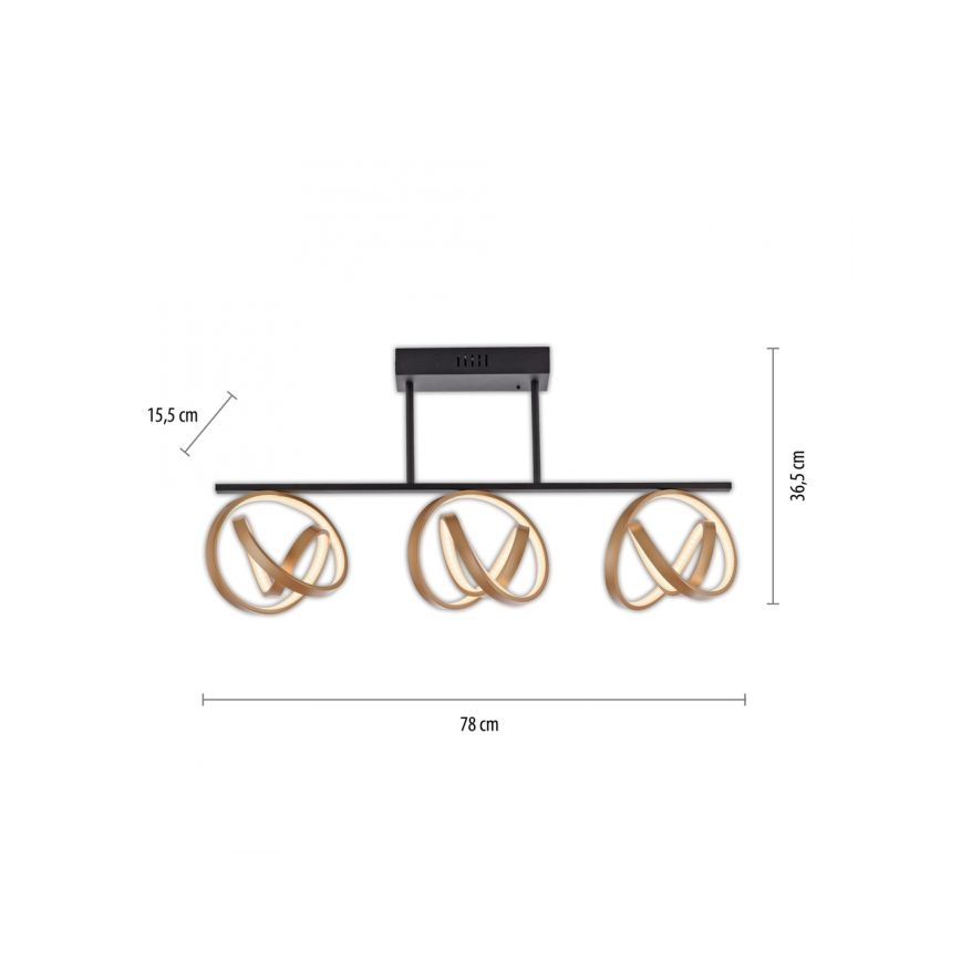JUST LIGHT. 6245-18 - LED Hämardatav pinnale kinnitatav lühter LOOP 3xLED/11W/230V 2700-5000K + kaugjuhtimispult
