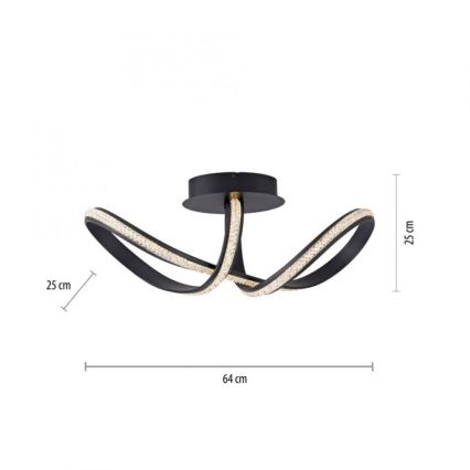JUST LIGHT. 8475-18 - LED Hämardatav pinnale kinnitatav lühter BRILLA LED/29W/230V must