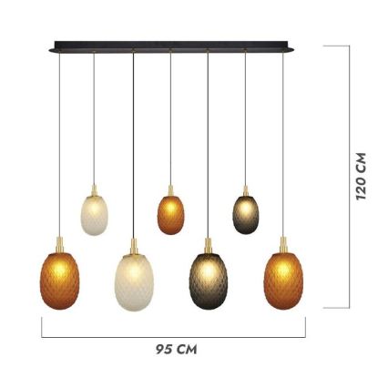 Kaabliga lühter CACTUS 7xG9/5W/230V vaskne/hall/valge
