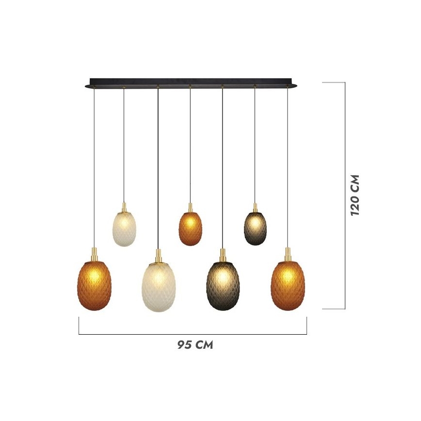 Kaabliga lühter CACTUS 7xG9/5W/230V vaskne/hall/valge