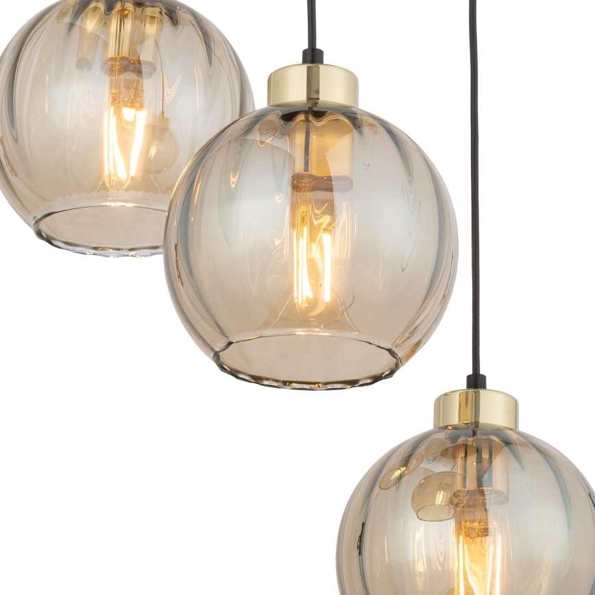 Kaabliga ripatslühter DEVI 3xE27/15W/230V, must/suitsune beež