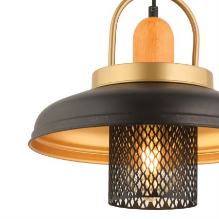 Kaabliga ripatslühter MONZA, 1xE27/40W/230V, läbimõõt 32 cm, must/kuldne