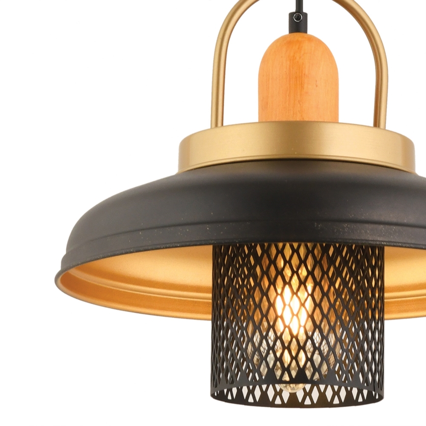 Kaabliga ripatslühter MONZA, 1xE27/40W/230V, läbimõõt 32 cm, must/kuldne