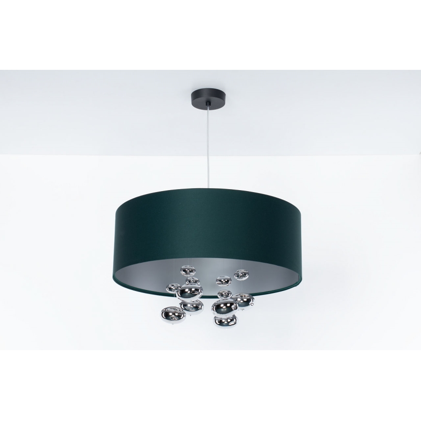 Kaabliga ripatsvalgusti BUBBLE 1xE27/60W/230V, Ø 50 cm, roheline