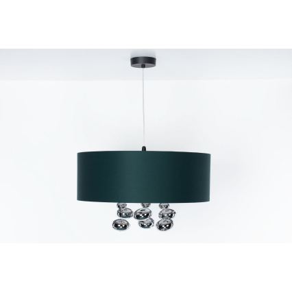 Kaabliga ripatsvalgusti BUBBLE 1xE27/60W/230V, Ø 50 cm, roheline