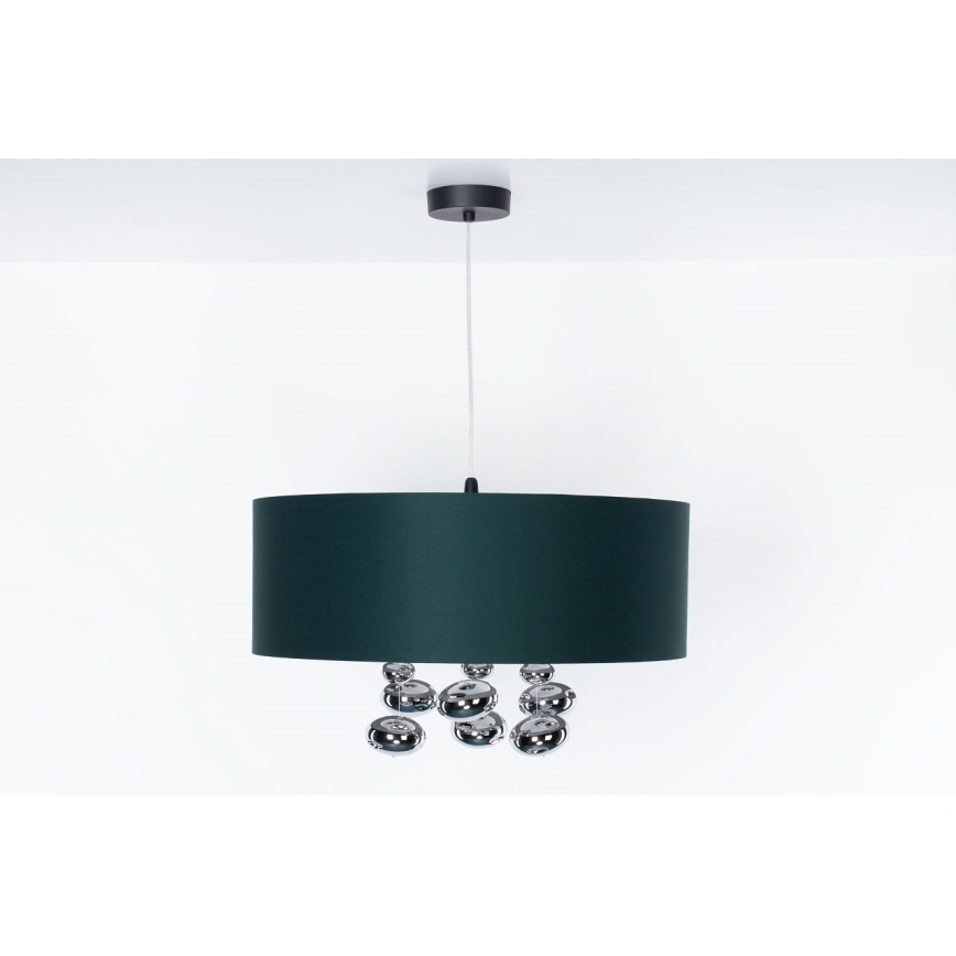 Kaabliga ripatsvalgusti BUBBLE 1xE27/60W/230V, Ø 50 cm, roheline
