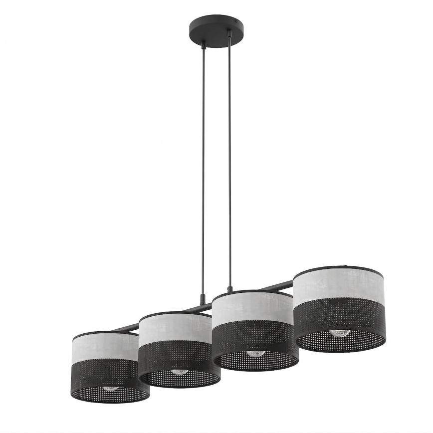 Kaabliga ripatsvalgusti KARBON 4xE27/15W/230V must/hall