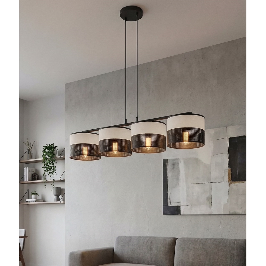 Kaabliga ripatsvalgusti KARBON 4xE27/15W/230V must/hall
