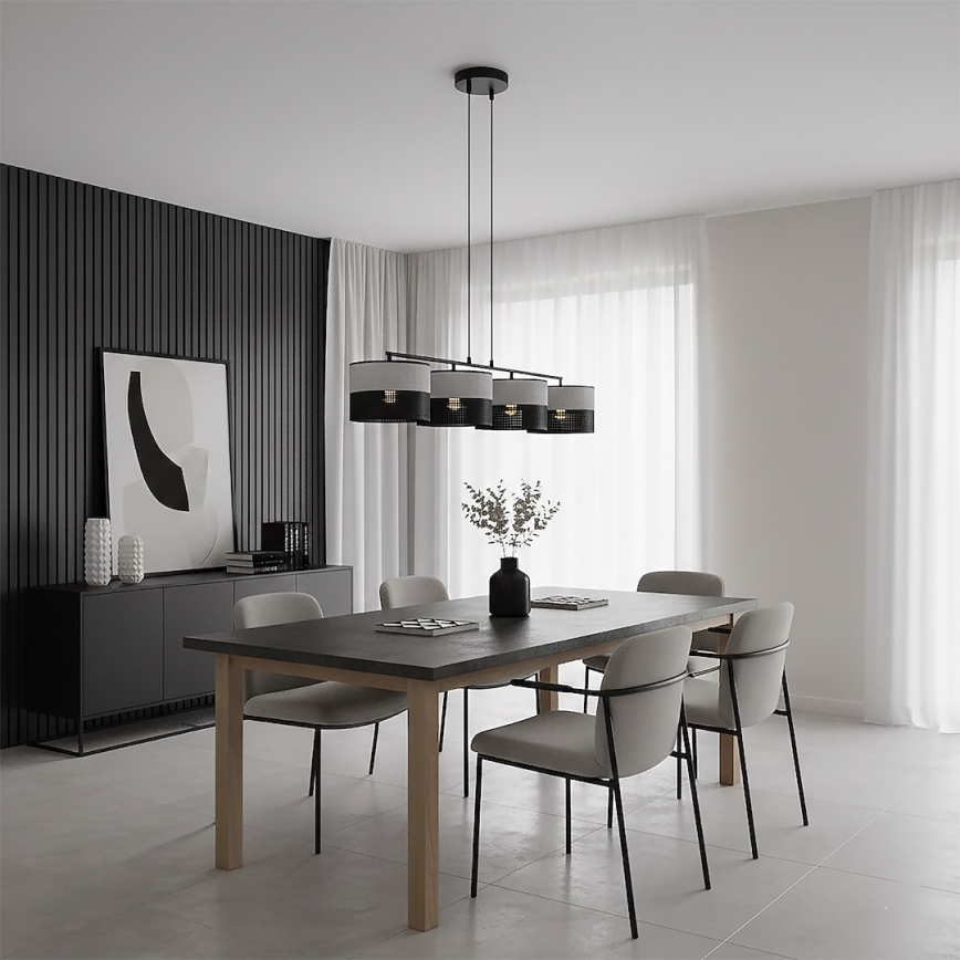 Kaabliga ripatsvalgusti KARBON 4xE27/15W/230V must/hall