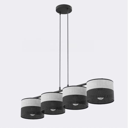 Kaabliga ripatsvalgusti KARBON 4xE27/15W/230V must/hall