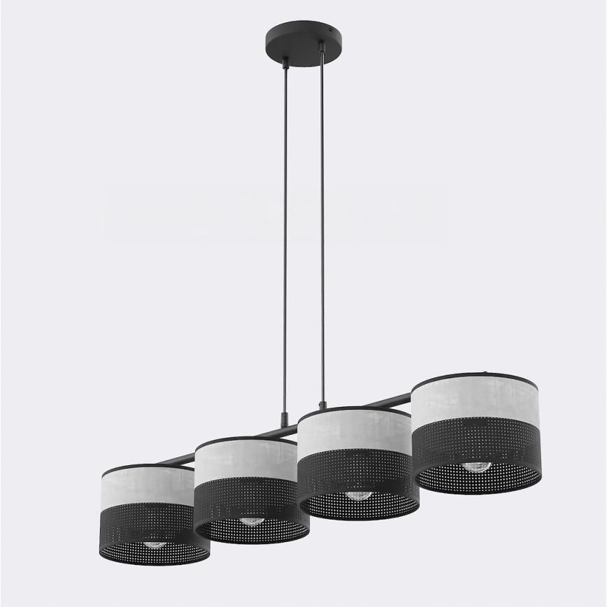 Kaabliga ripatsvalgusti KARBON 4xE27/15W/230V must/hall