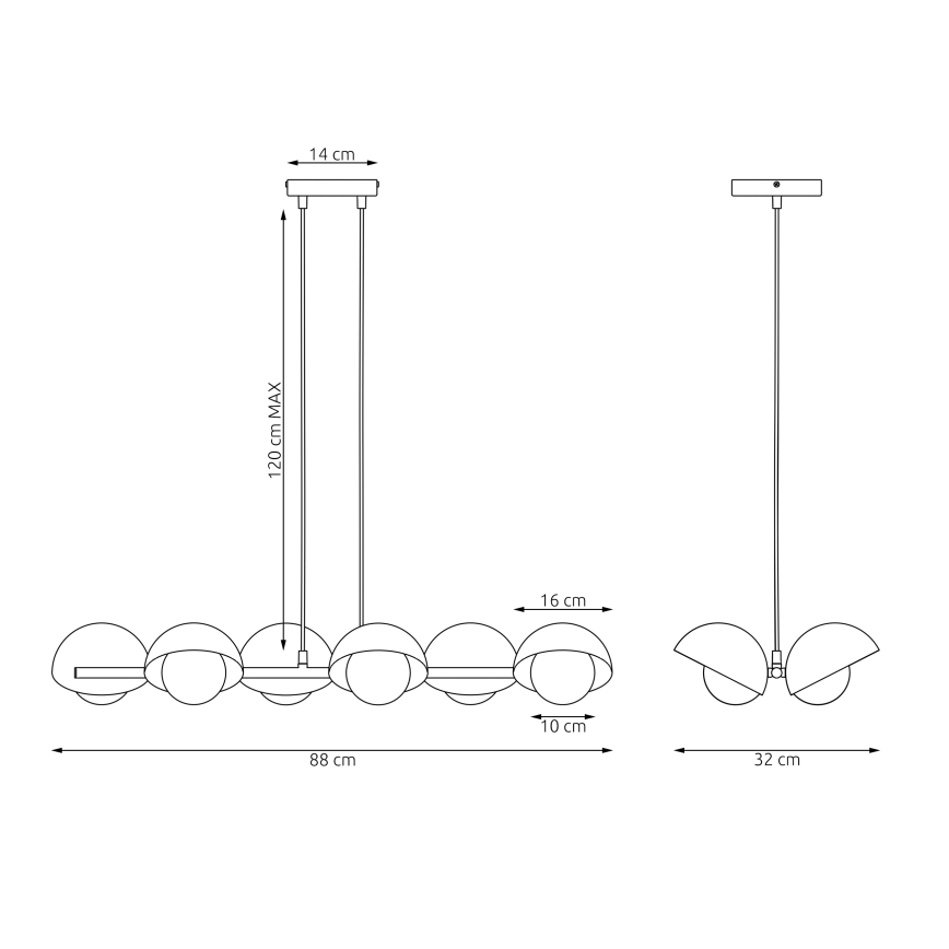 Kaabliga ripp-lühter BOOM 6xG9/8W/230V must
