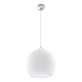 Kaabliga ripplamp BALL 1xE27/15W/230V Ø 30 cm valge/läikiv kroom