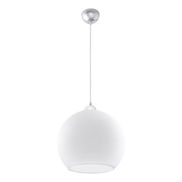 Kaabliga ripplamp BALL 1xE27/15W/230V Ø 30 cm valge/läikiv kroom