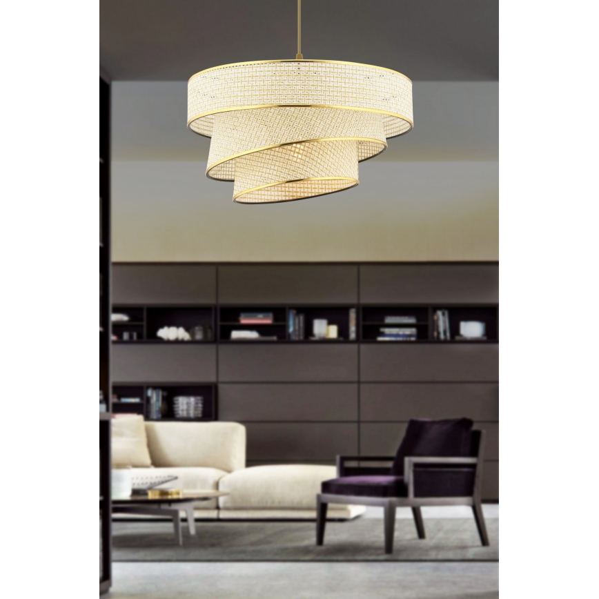 Kaabliga ripplamp COUPER 1xE27/60W/230V kreemjas/kuldne