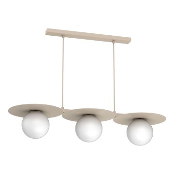 Kaabliga ripplamp FLAT 3xE27/15W/230V beež