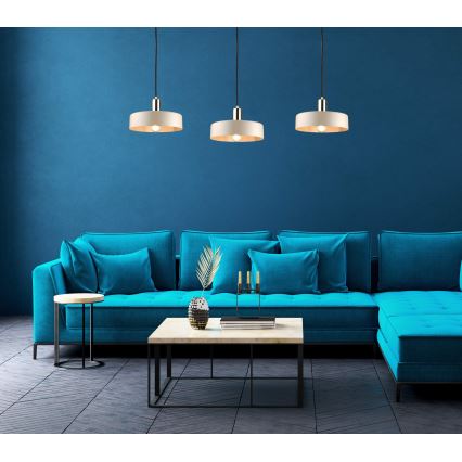 Kaabliga ripplamp LATTE 3xE27/60W/230V beež/must/kuldne