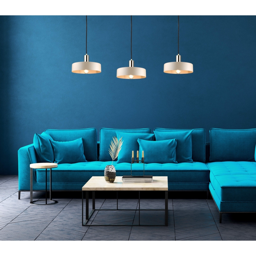 Kaabliga ripplamp LATTE 3xE27/60W/230V beež/must/kuldne