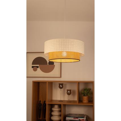 Kaabliga ripplamp NATIA 1xE27/60W/230V Ø 45 cm valge/pruun