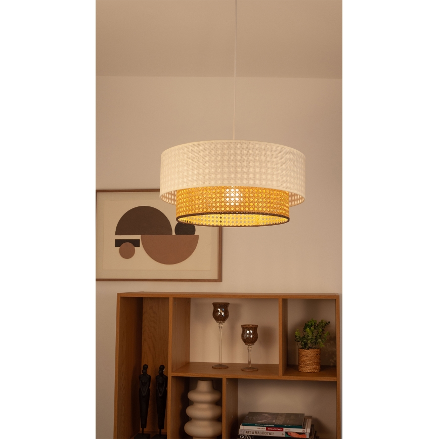 Kaabliga ripplamp NATIA 1xE27/60W/230V Ø 45 cm valge/pruun