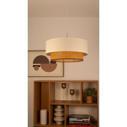 Kaabliga ripplamp NATIA 1xE27/60W/230V Ø 45 cm valge/pruun