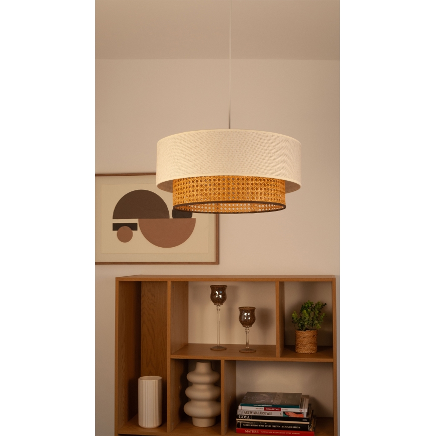 Kaabliga ripplamp NATIA 1xE27/60W/230V Ø 45 cm valge/pruun