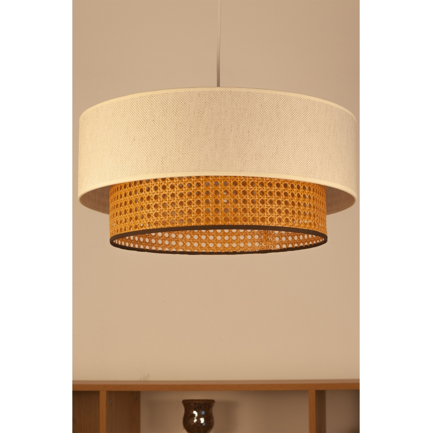 Kaabliga ripplamp NATIA 1xE27/60W/230V Ø 45 cm valge/pruun