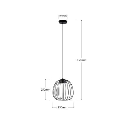 Kaabliga ripplamp OVELLA 1xGX53/10W/230V, läbimõõt 25 cm, must