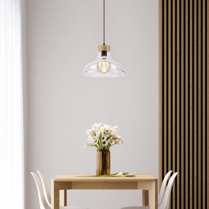 Kaabliga ripplamp SINGLE 1xE27/60W/230V, läbimõõt 28 cm, tamm