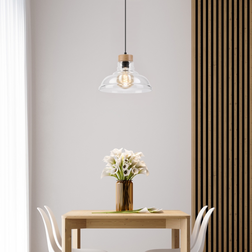 Kaabliga ripplamp SINGLE 1xE27/60W/230V, läbimõõt 28 cm, tamm