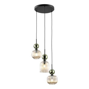 Kaabliga ripplamp SOPHIA 3xE14/10W/230V must/roheline/suitsune beež