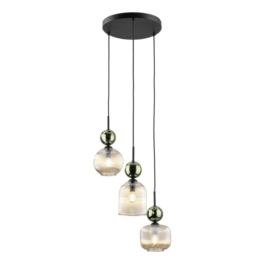 Kaabliga ripplamp SOPHIA 3xE14/10W/230V must/roheline/suitsune beež