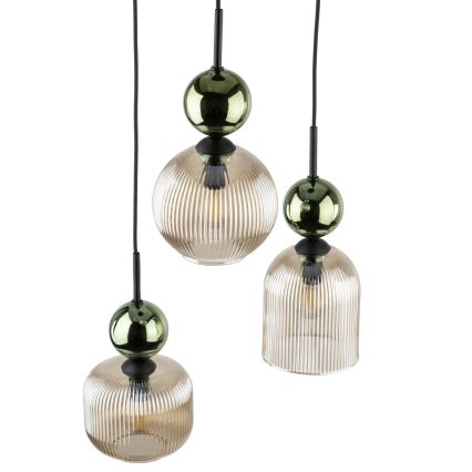 Kaabliga ripplamp SOPHIA 3xE14/10W/230V must/roheline/suitsune beež