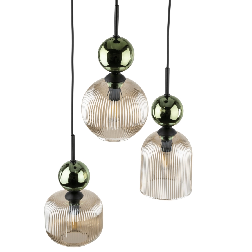 Kaabliga ripplamp SOPHIA 3xE14/10W/230V must/roheline/suitsune beež