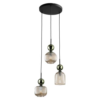 Kaabliga ripplamp SOPHIA 3xE14/10W/230V must/roheline/suitsune beež