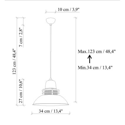 Kaabliga ripplamp TIBET 1xE27/40W/230V oranž