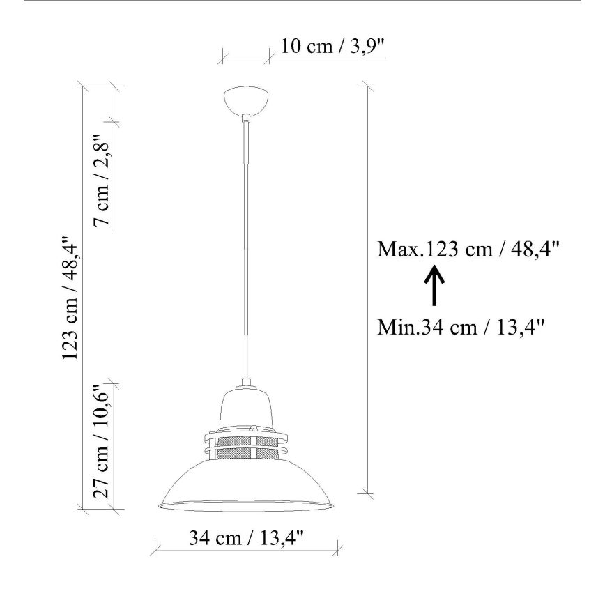 Kaabliga ripplamp TIBET 1xE27/40W/230V oranž